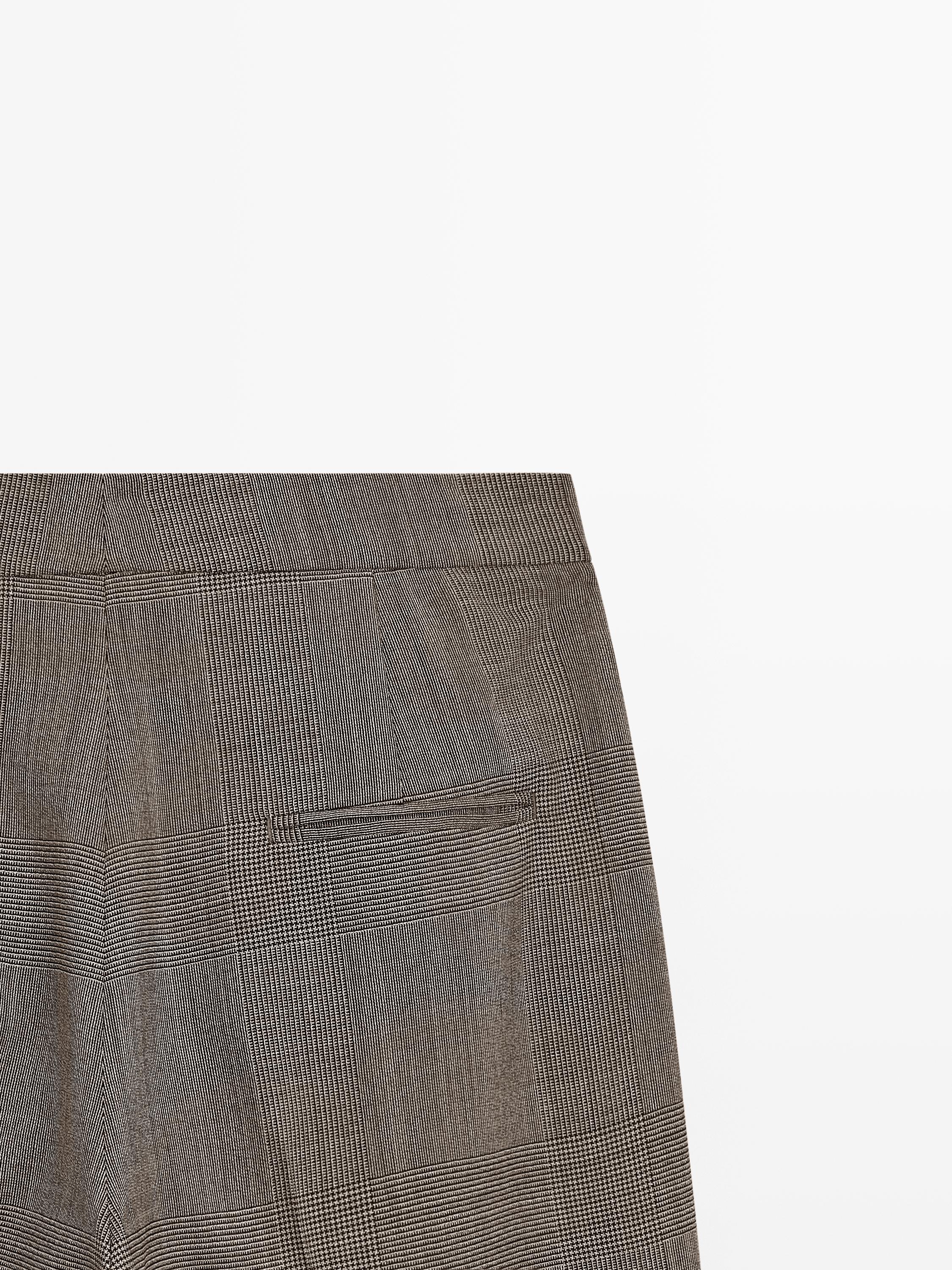 Check wool suit trousers